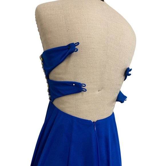 Strapless B. Smart Royal Blue High-Low Dress With Beaded Bodice - Picture 6 of 9